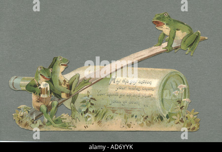 Chromolithographed fustellate greeting card circa 1885 Foto Stock