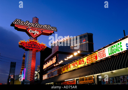 Harley Davidson cafe insegna al neon di Las vegas strip notte nevada usa Foto Stock