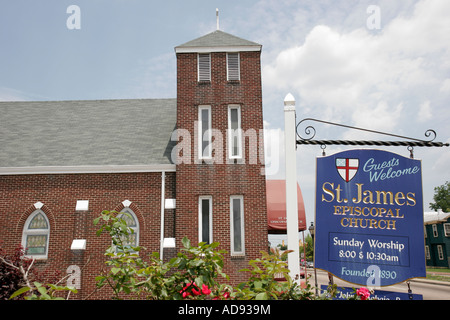 Portsmouth, Virginia, Effingham Street, St James Episcopal Church,fondato nel 1890,sign,VA070624008 Foto Stock