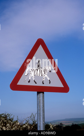 Horse rider cartello stradale con strisce di zebra Foto Stock