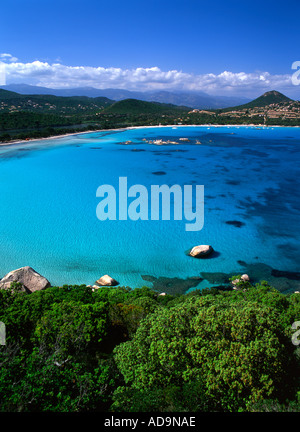 Isola di Corsica Spiaggia di Santa Giulia Foto Stock