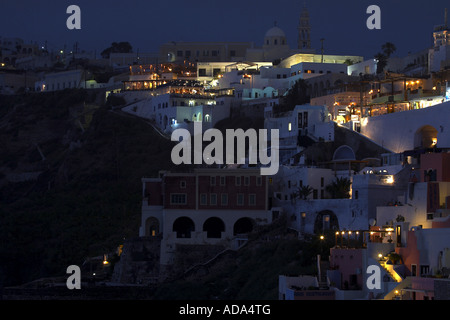 Thira in tarda serata, Grecia, Santorin, Thira Foto Stock