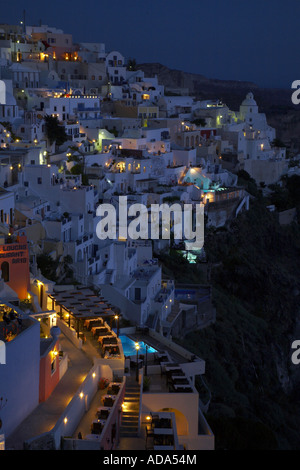 Thira in tarda serata, Grecia, Santorin, Thira Foto Stock