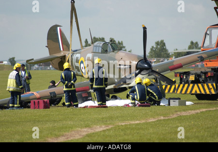 WW2 Hawker Hurricane crash scena. Foto Stock