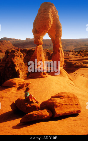 Delicate Arch Arches National Park nello Utah Stati Uniti d'America Foto Stock
