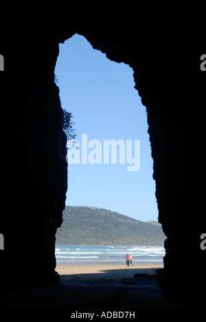 Ingresso alla Cattedrale Grotta Spiaggia Waipati Catlins Isola del Sud della Nuova Zelanda Foto Stock