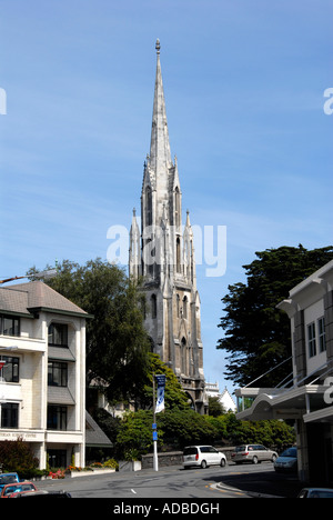Dunedin con chiesa guglia della prima chiesa di Otago Isola del Sud della Nuova Zelanda Foto Stock