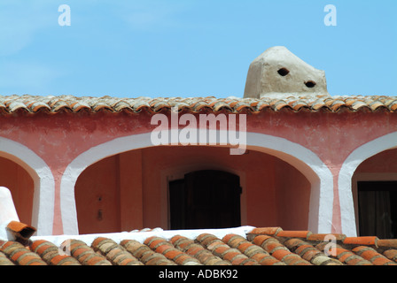 Porto Cervo close up dettaglio del tipico appartamento tetto e pareti Foto Stock