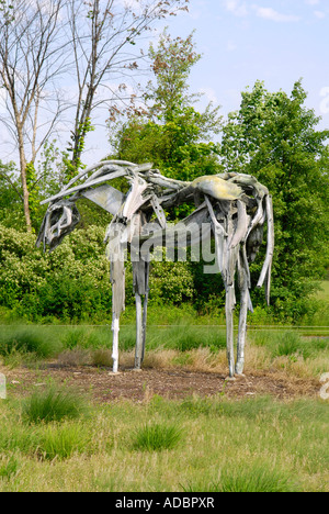Cavallo di legno scultura artista sconosciuto al Frederik Meijer Gardens e il Parco della scultura in Grand Rapids Michigan MI Foto Stock