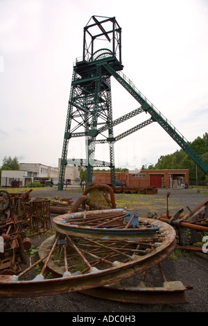 Headframe Bersham colliery programmata un antico monumento in Rhostyllen Galles Wrexham Regno Unito Foto Stock