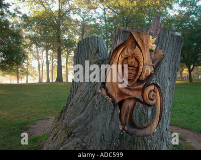 Il carving tre Parche nel parco di Toronto Foto Stock