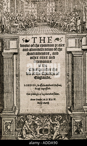 Pagina del titolo per il 1549 prima edizione del libro di preghiera comune. Foto Stock