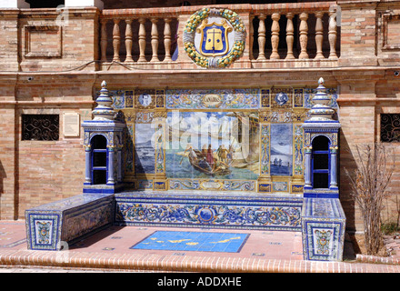 Vista di Plaza de España Parque de María Luisa Maria Luisa Park Sevilla Siviglia Andalusia Andalucía España Spagna Europa Foto Stock