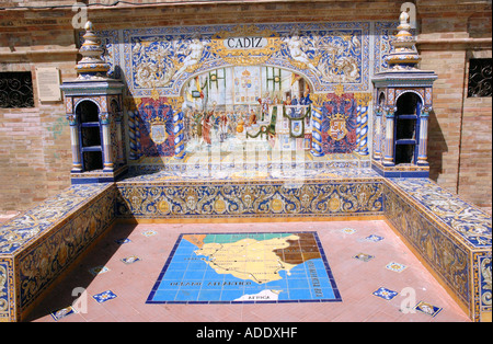Vista di Plaza de España Parque de María Luisa Maria Luisa Park Sevilla Siviglia Andalusia Andalucía España Spagna Europa Foto Stock