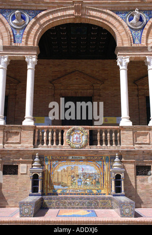 Vista di Plaza de España Parque de María Luisa Maria Luisa Park Sevilla Siviglia Andalusia Andalucía España Spagna Europa Foto Stock