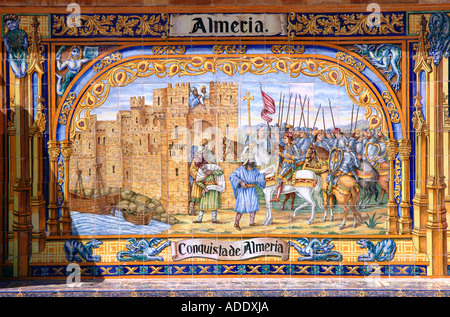 Vista di Plaza de España Parque de María Luisa Maria Luisa Park Sevilla Siviglia Andalusia Andalucía España Spagna Europa Foto Stock