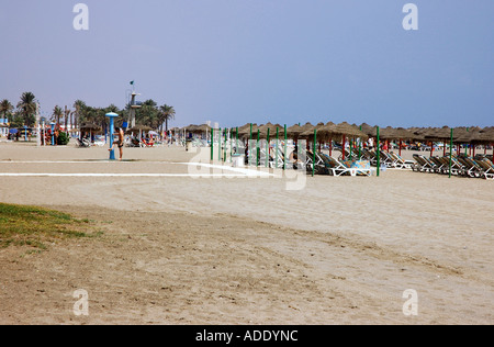 Vista panoramica mare e spiaggia di Torremolinos Costa del Sol Costa del Sole Andalusia Andalucía España Spagna Iberia Europa Foto Stock