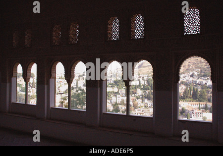 Vista di Alhambra Palace & Alcazaba fortezza Granada Andalusia Andalucía España Spagna Iberia Europa Foto Stock