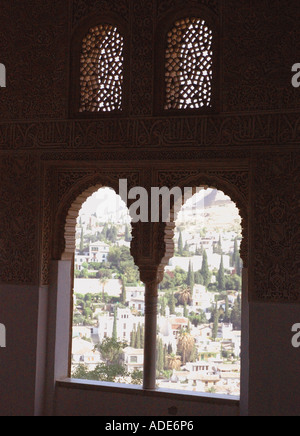 Vista di Alhambra Palace & Alcazaba fortezza Granada Andalusia Andalucía España Spagna Iberia Europa Foto Stock