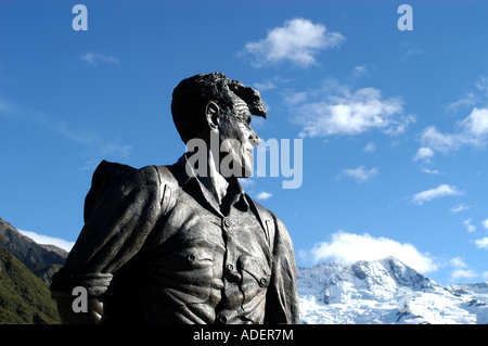 Sir Edmund Hillary statua Mount Cook Nuova Zelanda Foto Stock