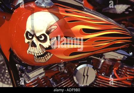 Close up personalizzato serbatoio gas sulla Harley Davidson Moto Foto Stock