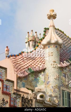 Barcellona Spagna Casa Batllo architetto Antoni Gaudi Foto Stock