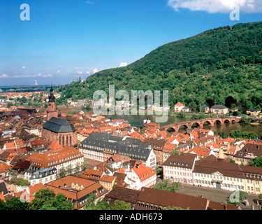 Germania Heidelberg centro storico fiume Neckar panorama Foto Stock