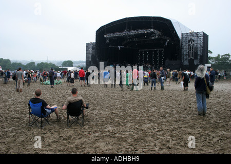 Seconda tappa al Glastonbury festival di musica 2005. L'azienda agricola degna Somerset in Inghilterra. Foto Stock