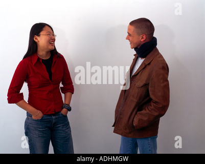 Marcq en Baroeul Francia Korean Girl & Boy francese Foto Stock