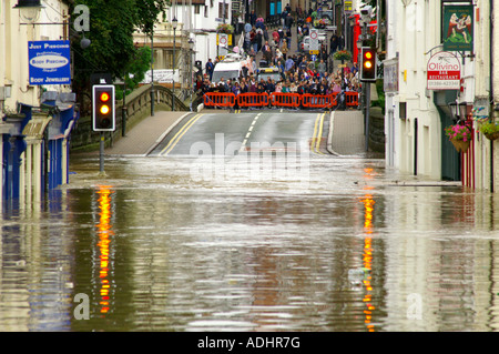 Inondati Evesham centro città. Worcestershire, Inghilterra Foto Stock