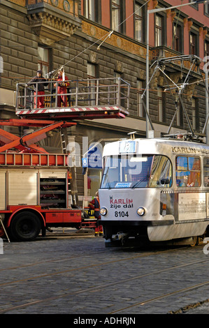 Il tram di Praga Repubblica Ceca Foto Stock