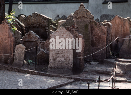 Prague, Czech Republic. Old Jewish Cemetery Foto Stock