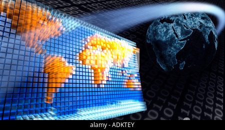 Digital World map e globo terrestre Foto Stock