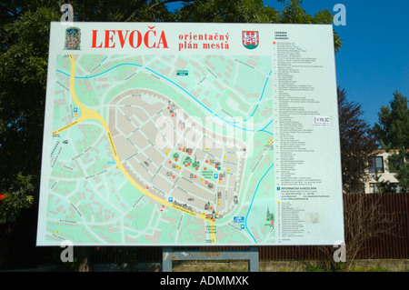 Mappa centrale di Levoca Slovacchia UE Foto Stock