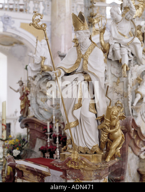 Vierzehnheiligen, Gnadenaltar in der Wallfahrtskirche, Heiliger Erasmus, Patrono der Seeleute und Gebärenden Foto Stock