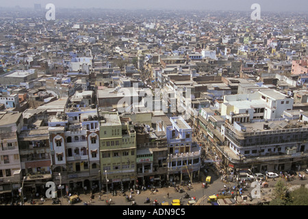 India Delhi Vecchia Delhi vista dal minareto della Jama Masjid moschea Foto Stock