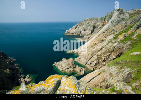 I diavoli slitta, un classic sea cliff salire su Lundy Island, Devon, Regno Unito Foto Stock