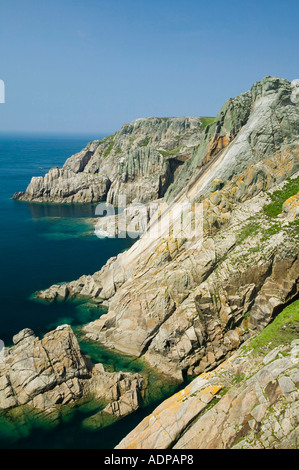 I diavoli slitta, un classic sea cliff salire su Lundy Island, Devon, Regno Unito Foto Stock