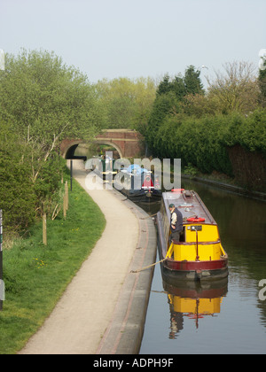 Narrowboats ormeggiato a Fazeley Junction Foto Stock