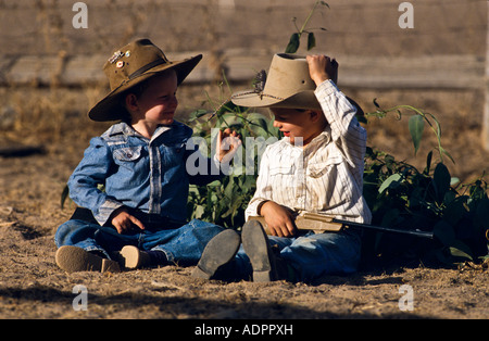 Giovani cowboy Australia Foto Stock