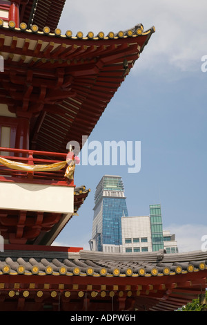 Il nuovo Dente del Buddha reliquia tempio pagoda BTRTS edificio dettaglio Chinatown Outram Singapore Foto Stock