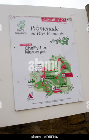 Mappa poster per touring Cheilly-Les-Maranges area vinicola Bordeaux Francia Foto Stock