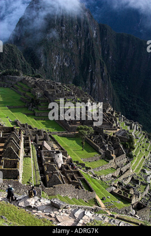 [Machu Picchu], [Città perduta degli Incas], Perù, vista su antiche rovine, "Sud America", [sito Patrimonio Mondiale dell'UNESCO] Foto Stock