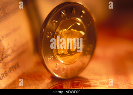 Due Canadian Dollar coin Foto Stock