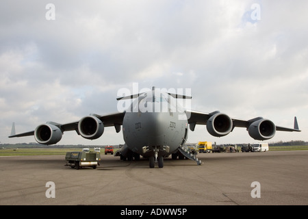 C17 il piano di trasporto a RAF Brize Norton in Oxfordshire, Regno Unito Foto Stock