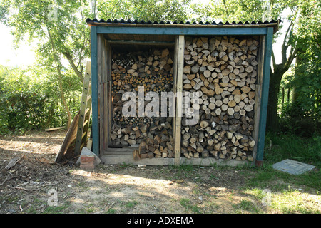 Capannone di registro, legnaia Hampshire, Inghilterra Foto Stock