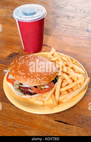 Un fast food Burger pasto. Foto Stock