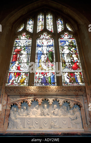 Altare Carving dell Ultima Cena a Lockerley chiesa in Hampshire REGNO UNITO 2 Foto Stock