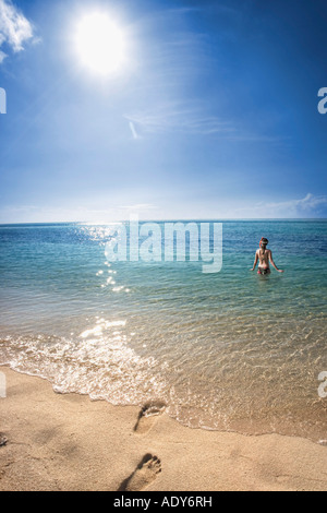 Donna sulla spiaggia, Cozumel, Messico Foto Stock