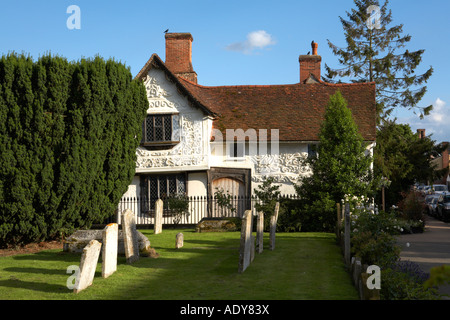 Europa Inghilterra Suffolk Clare Antica Casa Pargetting Edificio Esterno dettaglio Luglio 2007 Foto Stock